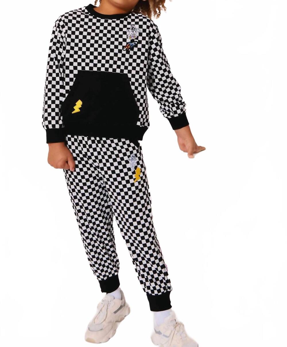 NEW LOLA + THE BOYS checker astro patch set in black